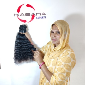 Fournisseurs indiens bruts non transformés en gros à cuticules alignées 100% Extensions de cheveux humains à double trame de couleur naturelle - Product Image 3