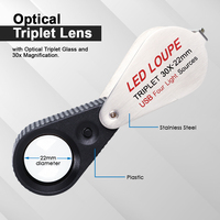 30X Rechargeable Jewelers Loupe with UV Light, 22mm Optical Len & 4 Light Modes for Gemologists, Coin & Stamp Inspection (OEM)