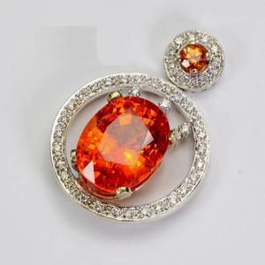 Bague en diamant Spessartite pendentif en argent sterling 925 massif pour bijoux de mode pour femmes saphir orange diamant taille ovale - Product Image 2