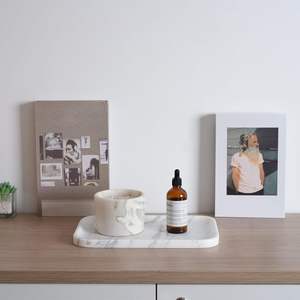 Plateau de rangement pour bijoux et vaisselle en céramique Arabescato à un seul niveau pour la salle de bain, le bureau, le comptoir - Product Image 6