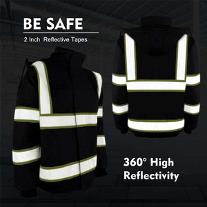 Ventes chaudes : Vêtements de travail de sécurité, ANSI Classe 1, haute visibilité, réfléchissant, LED clignotante, sweat-shirt imperméable à capuche, veste pour homme, plus chaud - Product Image 3