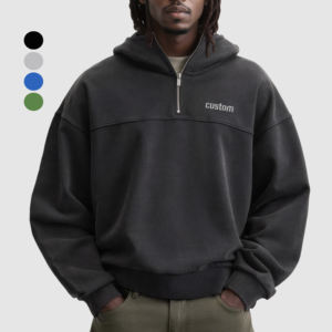 100% coton unisexe sweats à capuche de haute qualité meilleure vente quart fermeture éclair sweats à capuche chaud hiver vêtements hommes sweats à capuche - Product Image 5