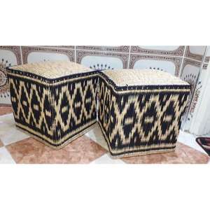 Puf de Cuero Marroquí Hecho a Mano, Otomana Tradicional Artesanal, Decoración del Hogar, Asiento Boho para Sala de Estar - Product Image 1