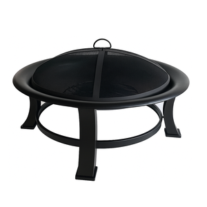 Smokeless Round Steel Fire Pit Bowl with Spark Screen Pizza Oven BBQ Grill for Outdoor Kitchen Patio <b>Garden</b> Furniture Decor - Product Image 1