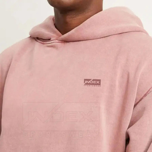 Men's Oversized Hooded <b>Sweatshirt</b> Solid <b>Pink</b> 100% Cotton French Terry Casual Autumn Wear - Product Image 5