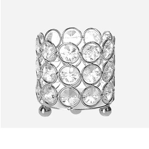 Juego de 2 velas votivas chapadas en cristales y metal dorado de forma cuadrada y redonda con calidad y diseño estándar al mejor precio - Product Image 3