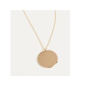 Vente en gros de bijoux plaqué or gravés en blanc breloques disque avec logo personnalisé collier à pendentif pièce ronde en acier inoxydable pour femmes - Product Image 6