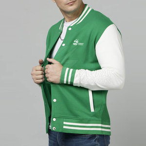 Blouson d'hiver en laine à manches longues pour homme, style universitaire, avec logo personnalisé, doublure en cuir écologique, style urbain, logo positionné sur le devant - Product Image 2