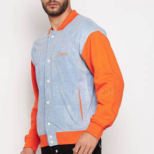 Blouson universitaire pour homme en coton personnalisé, broderie chenille boutons recouverts, manches longues, style décontracté, sur mesure, vente en gros - Product Image 2