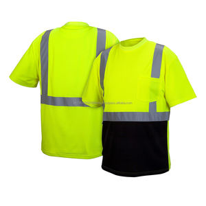 2023 Men's Hi Vis Short Sleeve T-Shirts Heavy Duty Polyester Working Wear with High Visibility Reflective Tape Safety <b>Clothing</b> - Product Image 3