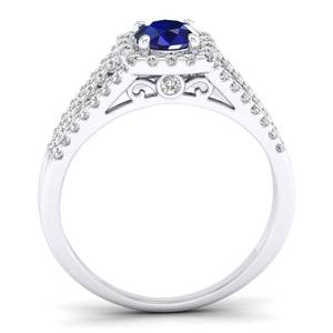 Bague de fiançailles REYES en argent sterling 925 avec moissanite et saphir bleu, prix de gros, bijoux de luxe très demandés - Product Image 4