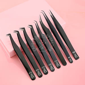 Pinzas para Extensión de Pestañas con Punta de Fibra Negra Fina en Forma de X, 90 Grados, Ligeras, Marca Privada, Aplicación de Pestañas Individuales - Product Image 1