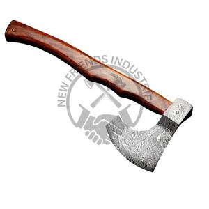 Hache viking en acier Damas faite à la main, très vendue, de haute qualité, forgée, hache de bûcheron avec manche en bois de rose et fourreau - Product Image 2