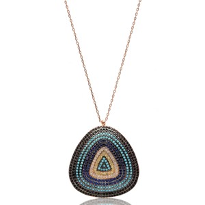 Eye Convex Design Mix Zircon Stone <b>Charm</b> Pendant Turkish Handcrafted Wholesale 925 <b>Silver</b> Sterling Jewelry - Product Image 1