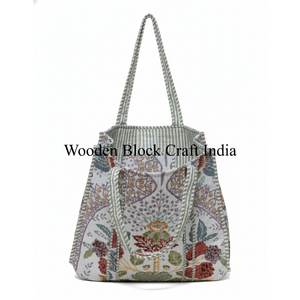 Sac fourre-tout en coton surdimensionné à prix de gros pour femmes, sac à bandoulière bohème pour la plage, sac de shopping durable avec poignées confortables - Product Image 4