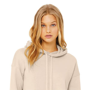 Sweat-shirt court beige pour femme, décontracté, à manches longues, avec cordon de serrage, pull doux et confortable pour le streetwear et les tenues décontractées - Product Image 4