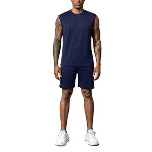 Two-Piece Men's High Street Style Summer Short <b>Sets</b> Plus Size Quick Dry Breathable <b>Knitted</b> Polyester/Cotton Terry Fabric Solid - Product Image 5