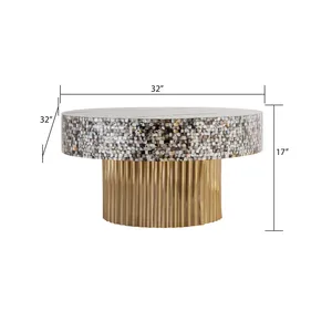 โต๊ะกาแฟทรงกลมฝังมุกดีไซน์ทันสมัยเฟอร์นิเจอร์สำหรับบ้านตามสั่งจำนวนมาก - Product Image 3