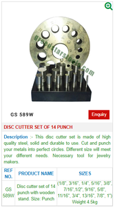 Juego de cortadores de discos Of14 Punch GS 589W Herramientas de joyería para herramientas de joyería - Product Image 2