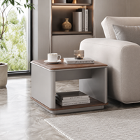 Table basse carrée minimaliste pour petits appartements, table basse moderne minimaliste 60x60cm finition rouge noyer gris