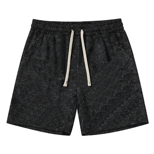 OME-Short d'été 100% coton pour homme, style vintage, imprimé pierre lavée, avec cordon de serrage personnalisé, taille élastique - Product Image 6