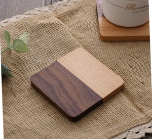 Posavasos de madera de dos tonos hechos a mano para una elegante protección para bebidas, café, té y copas de cóctel de Vietnam - Product Image 3