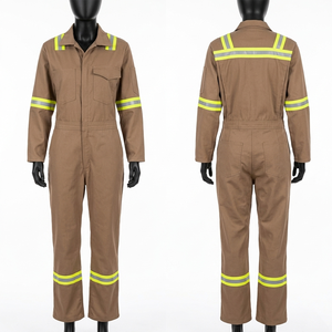 Overol Marrón para Mujer, Uniforme de Trabajo de 240 GSM, Algodón y Poliéster, Panel Reflectante, Bordado Personalizado, Impresión de Logotipo - Product Image 3
