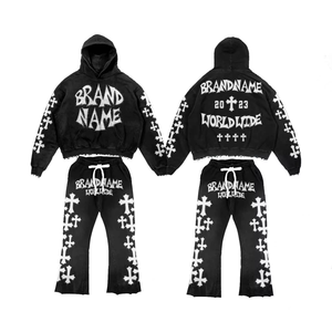 Chándal con Estampado de Pantalla Grande y Pedrería, Tejido Cálido y de Alta Densidad, para Ropa Urbana, Unisex - Product Image 6