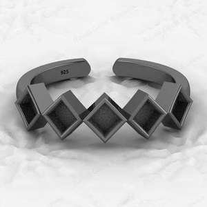 Top Selling 925 Sterling Silver 4mm Rhombus Setting Adjustable <b>Ring</b> <b>Resin</b> Ashes Work Good Breastmilk Fine Jewelry Keepsake - Product Image 6