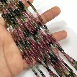 Perles multi-facettes en forme de rondelle Tourmaline naturelle Perles en gros pour la fabrication de bijoux - Product Image 4