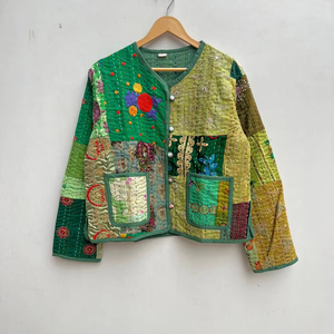 เสื้อแจ็กเก็ตผ้าฝ้ายปักลายดอกไม้สำหรับผู้หญิงเสื้อคลุมฤดูหนาวสั้นหนังงูถักฤดูร้อน - Product Image 1