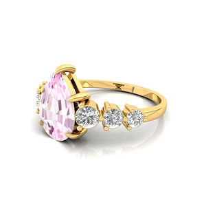 แหวนพลอยก้อนอัญมณีมอร์แกไนต์มีค่าขนาด14K ประดับเพชรที่ผ่านการรับรองจากธรรมชาติเครื่องประดับสำหรับงานเลี้ยงคลาสสิก - Product Image 6