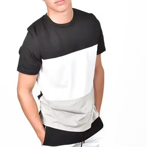 <b>Men's</b> Color Blocking V-neck T-Shirt with Drawstring Shorts Polyester Casual Summer Set <b>Stretchy</b> - Product Image 3
