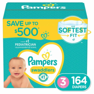 Pampers Swaddlers XXL Couches jetables Taille 3 (16-28 livres) 164 pièces pour bébés - Product Image 1