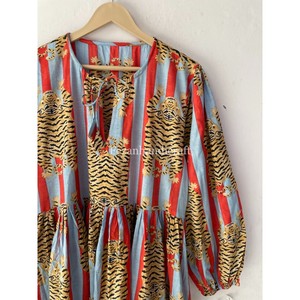 Wholesale Modest Long Dress Pocket Women's Summer Cotton Stripe Print Maxi Dress Boho Hippie Party Gown Casual Daily Dress - Product Image 2