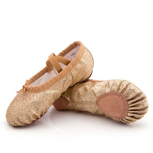 Wholesale OEM Cheap Girls Women Genuine Leather Dance Stretch Canvas <b>Ballet</b> <b>Shoes</b> - Product Image 2