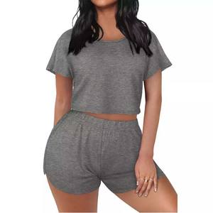 New Design Fitness Wear Best Style Women Short <b>Sets</b> <b>Cheap</b> Price Cotton Polyester <b>Gym</b> Wear High Quality Woman Summer Twin <b>Set</b> - Product Image 1