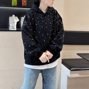 Sudadera con capucha de lujo de alta calidad al por mayor French Terry 400gsm Sudadera con capucha personalizada Fabricante 100% Algodón Rhinestone Sudadera con capucha Servicio OEM - Product Image 1