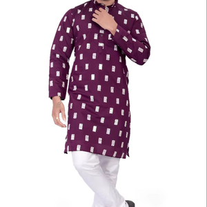 Dernier modèle Tenue de fête ethnique indienne en coton pour hommes royaux Créateur tendance Sans rides Designs modernes Collection Kurta - Product Image 1