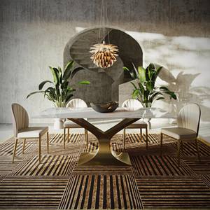 Sillas de Comedor de Diseño Contemporáneo con Tapicería de Cuero Sintético y Estructura de Aluminio - Muebles para el Hogar - Product Image 5