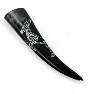 Large Viking Style Drinking <b>Mug</b> Made from Real Buffalo Horn with Iron Base Perfect for Bar Decor and Gifting - Product Image 1