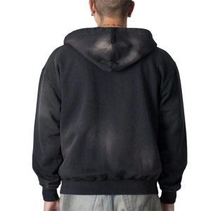 Customized Premium Men's Sun Fade Hoodies Soft Comfortable High Quality 100% Cotton Fleece Oversized Drop Shoulder Men's Hoodies - Product Image 2