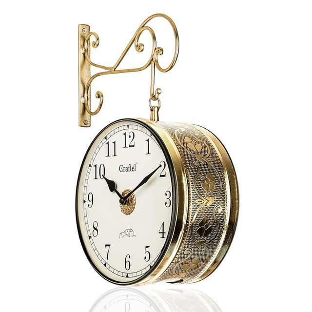 Antique Style Nautical Railway Station Platform Solar Needle Wall Clock Brown 10 Inch for Living Room Home Office