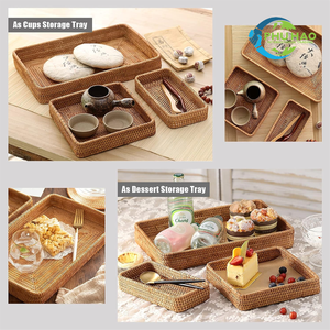 Cesta de almacenamiento de bambú tejida a mano artesanal, bandeja de ratán, cesta de almacenamiento de frutas, artesanía vietnamita para hogares rústicos y modernos - Product Image 3
