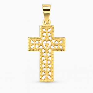 Elegante Colgante de Cruz Calada en Oro de 14k, Joyería Religiosa Ligera de Filigrana para Uso Diario, Colgantes Finos Especiales - Product Image 1