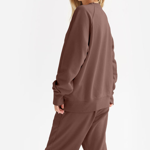 Sudadera de cuello redondo con bordado raglán para mujer de alta calidad 300g peso de tela impresión Digital invierno Casual mangas completas - Product Image 6