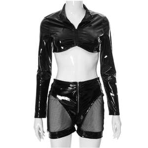 OEM 2026 Letter Print PU Skirt and Sets Sexy Two Piece Set Streetwear Outfits - Product Image 3