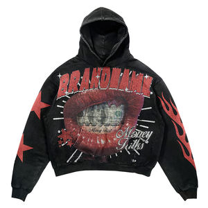 Sweat à capuche surdimensionné en coton lourd avec strass, style streetwear, personnalisé, en molleton français, pour hommes - Product Image 1