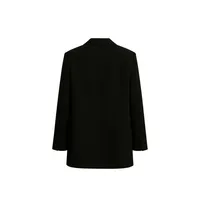Blazers oversize pour femmes avec broderie et bouton décoratif, en coton non tissé 100% uni, vêtements longs