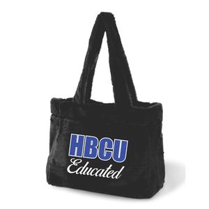 HBCU Educated Black Zeta Phi Beta Fur Tote <b>Bag</b> Fuzzy <b>Bag</b> Plush Chenille Embroidery Greek Sorority Divine Nine Gift Handbag - Product Image 2